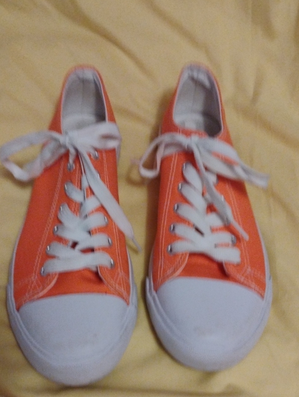 Women's Orange Canvas Lace-Up Sneakers